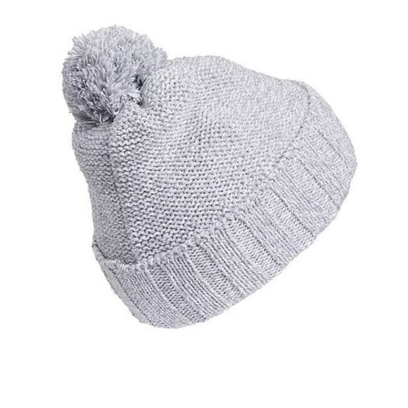 NEW Adidas Recon 3 Ballie Men Lined Cuffed Pom Knit Beanie Cap Light Gray White - Picture 2 of 2